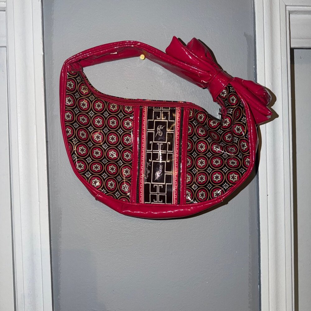 Frill by Vera Bradley Red Patent Bow Hobo Bag